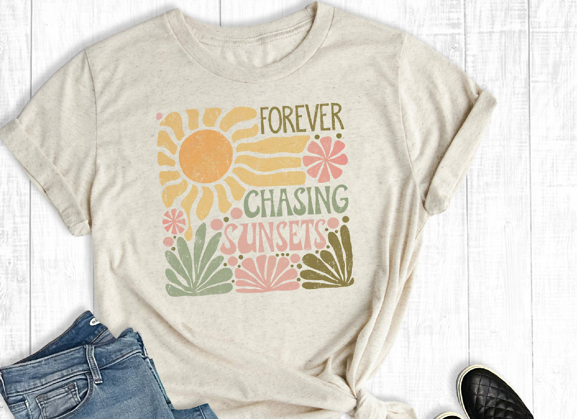 Forever Chasing Sunsets graphic tee
