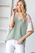 Plus Solid and Floral Top