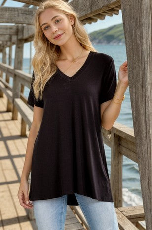 Plus V Neck Solid Top
