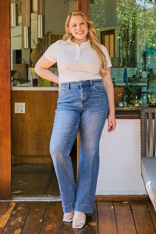 Plus High Rise Trouser Relaxed Hem Jeans Vervet