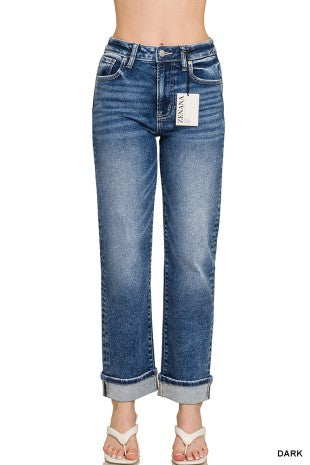 Zenana cuffed Straight jeans
