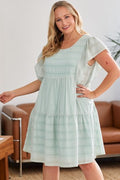 Plus Mint Fluttered Tiered Dress