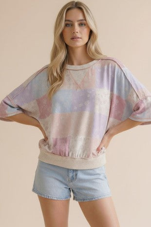 Oversized Patchwork Floral Top