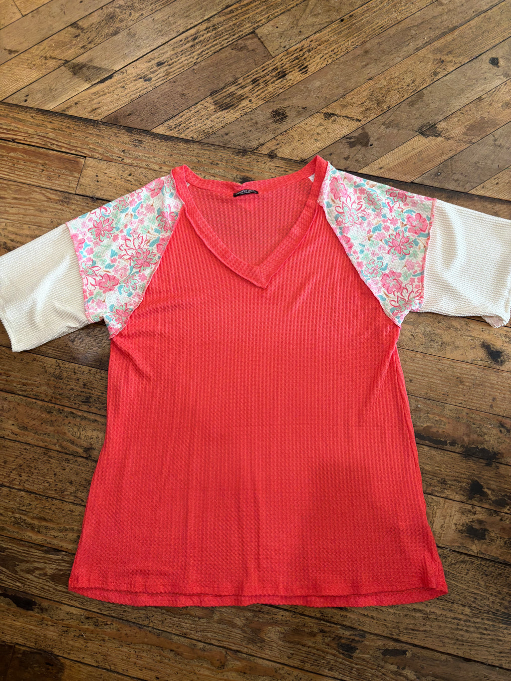 Plus Solid and Floral Top