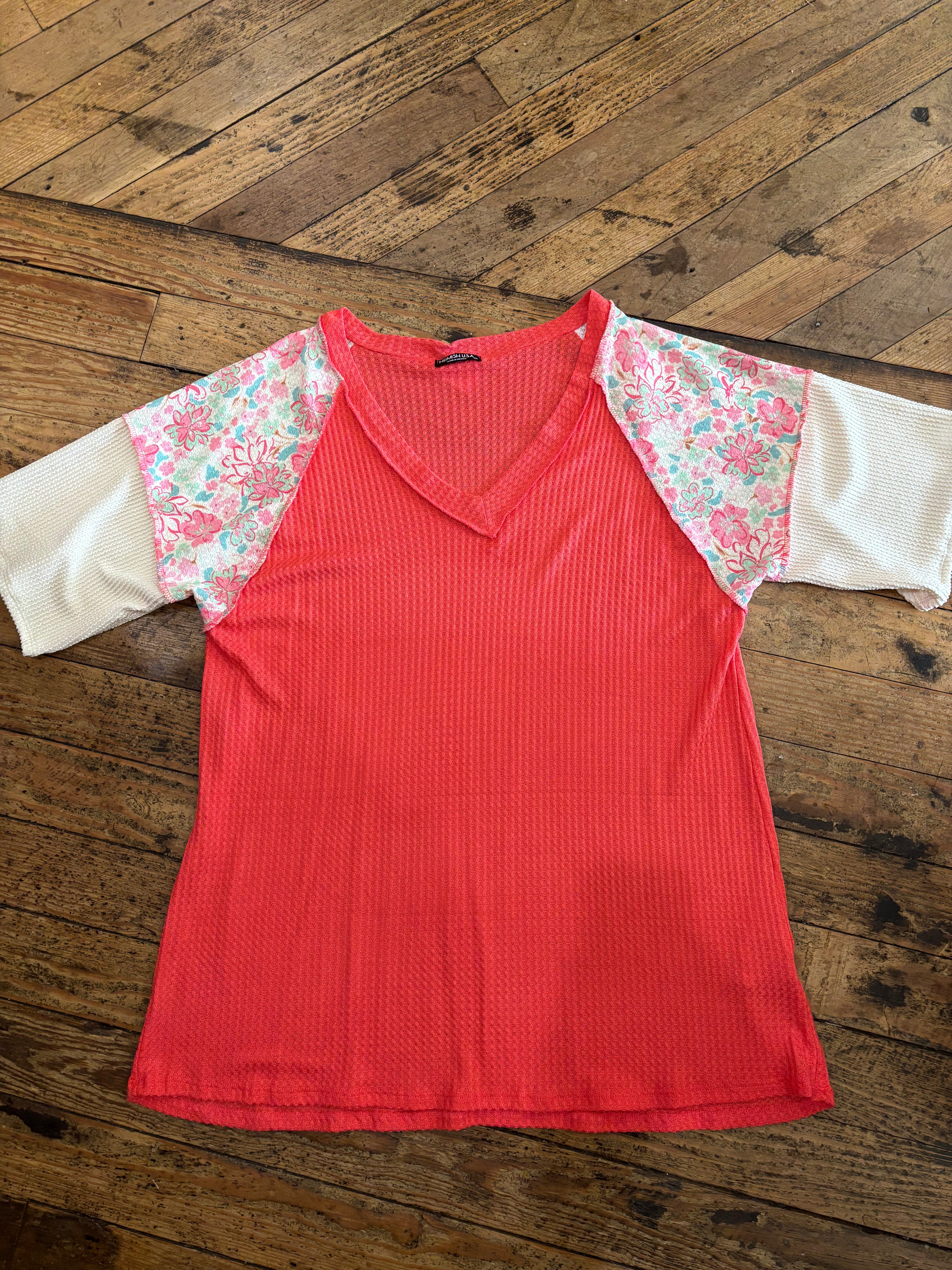 Plus Solid and Floral Top