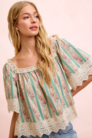 Floral Lace Square Top