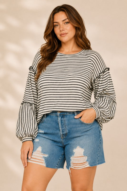 Plus Size Stripe Tiered Top