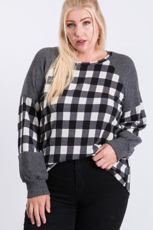 Plus Size Plaid Top