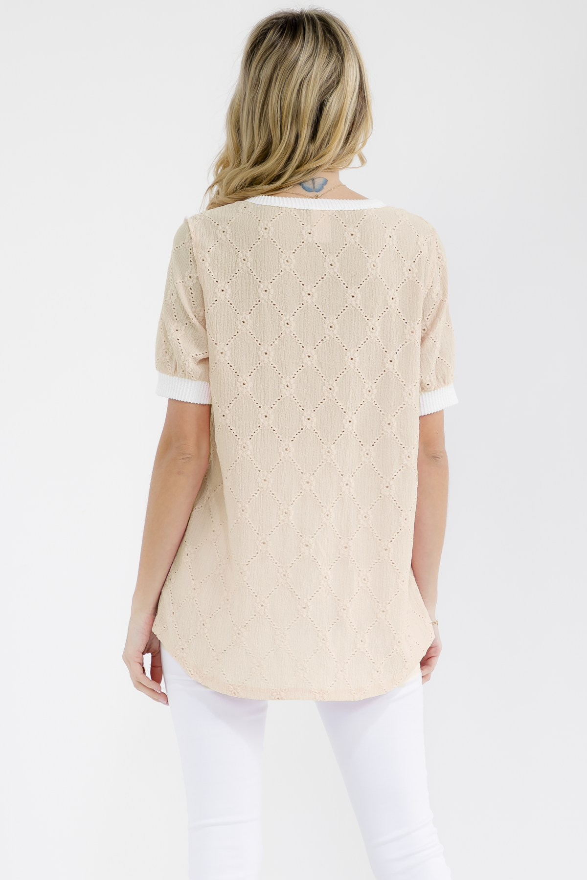 Plus Lace Knit Henley Top