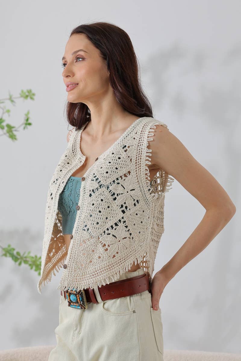 Crochet Button Vest