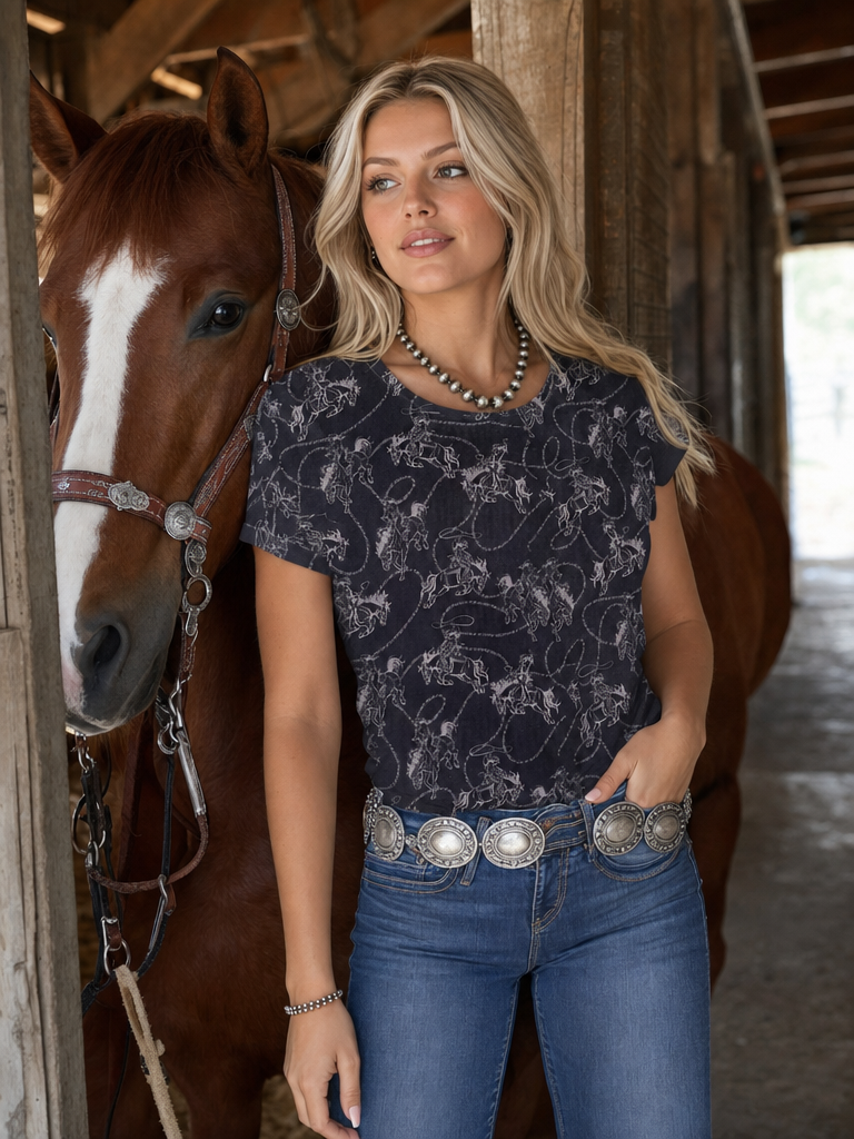 Bronco All Over Print Knit Top