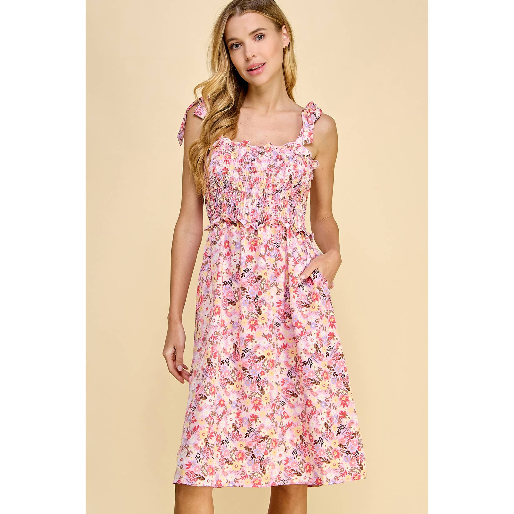 Smocked Top Midi Dress