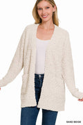 Popcorn Sweater Cardigan With Pockets