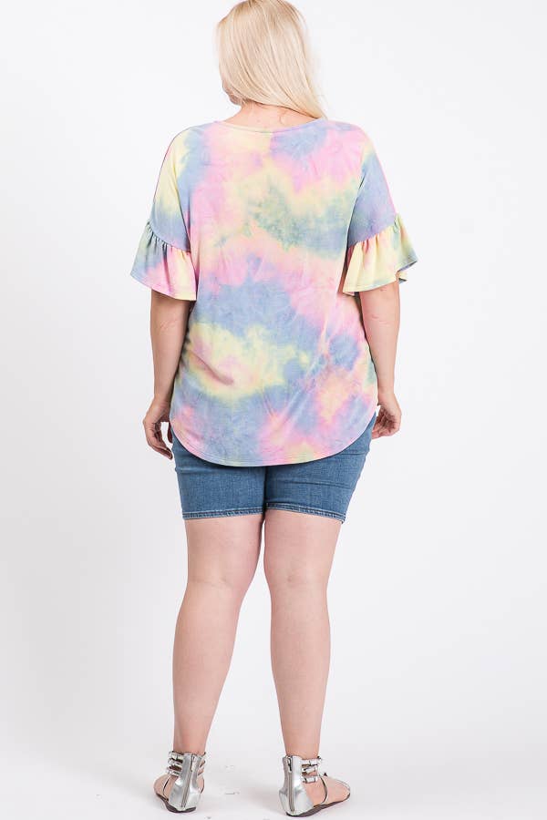 Plus Tie Dye Crisscross Top