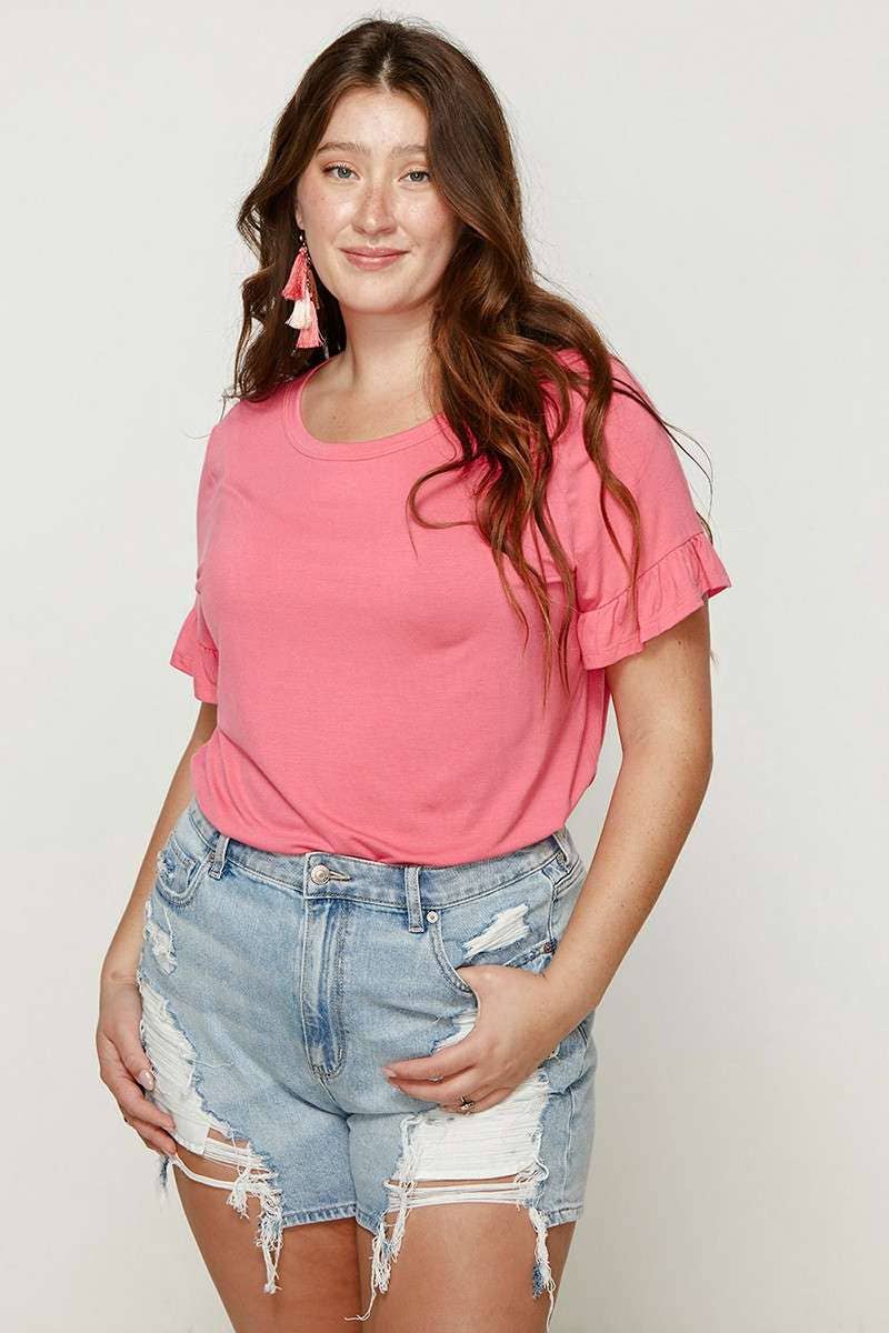 Plus Bamboo Ruffle Sleeve Top