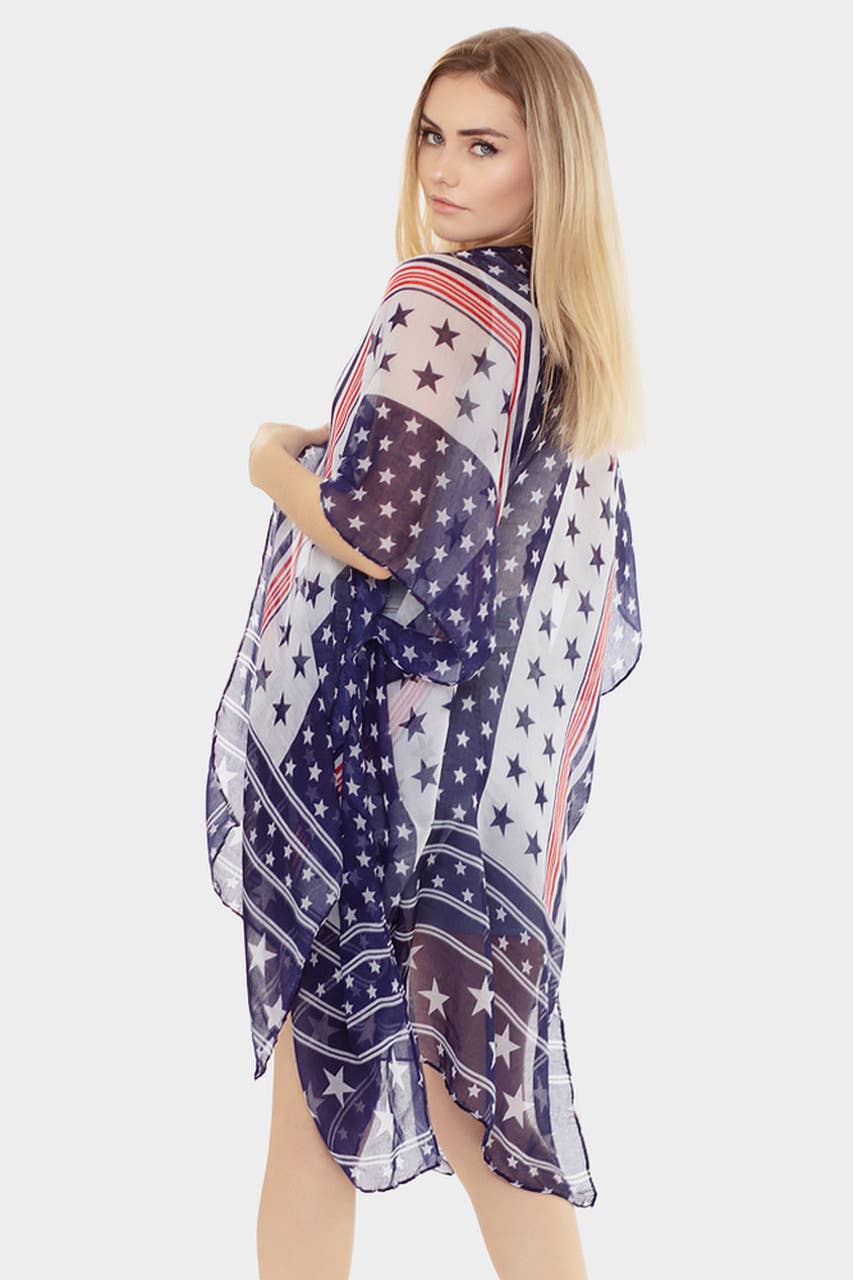 American Flag Multi Stars Summer Kimono