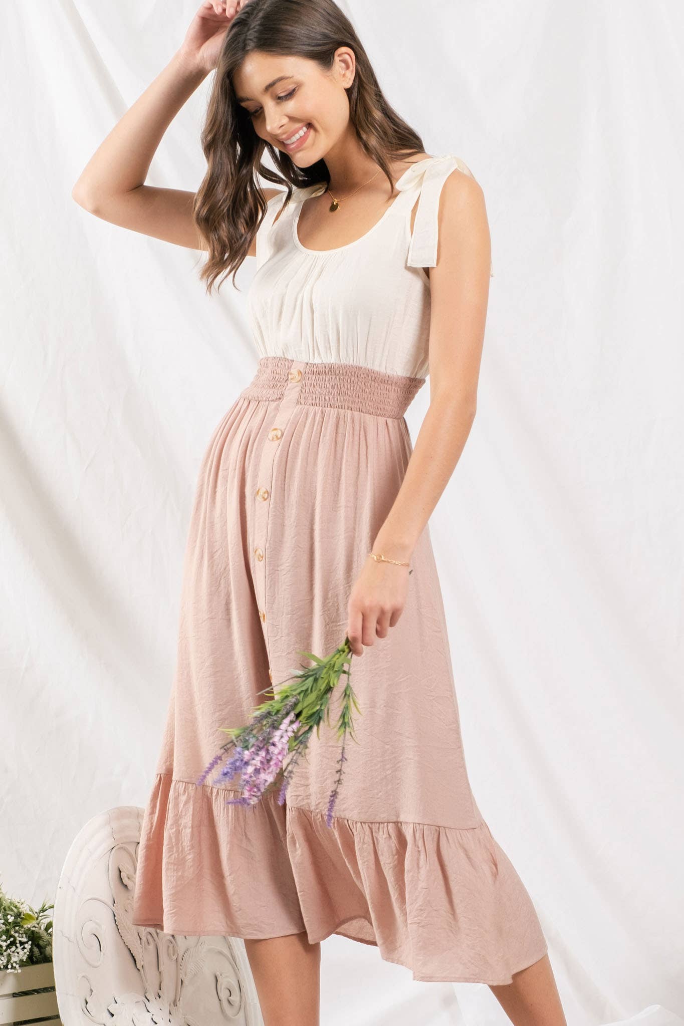 Mixed Button Down Dress