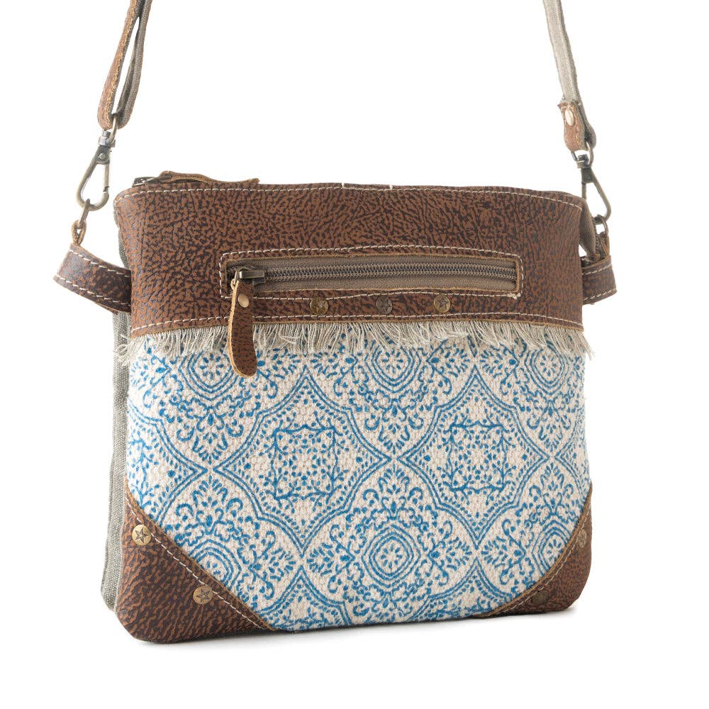 Inkwild Vintage Crossbody Bag for Women in blue with fringe detail