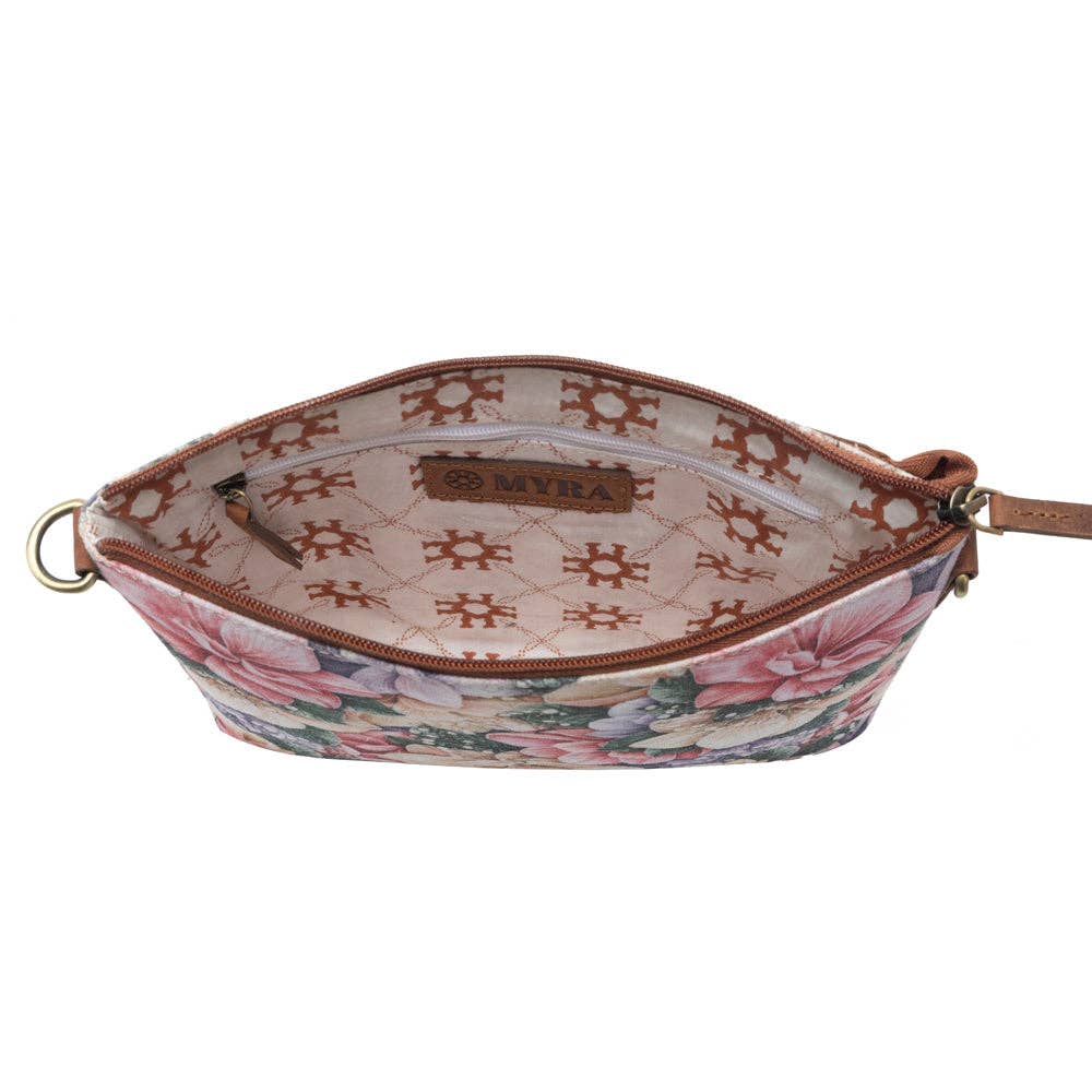 Wildflower Trail Cotton & Leather Crossbody Bag in Vintage Rose