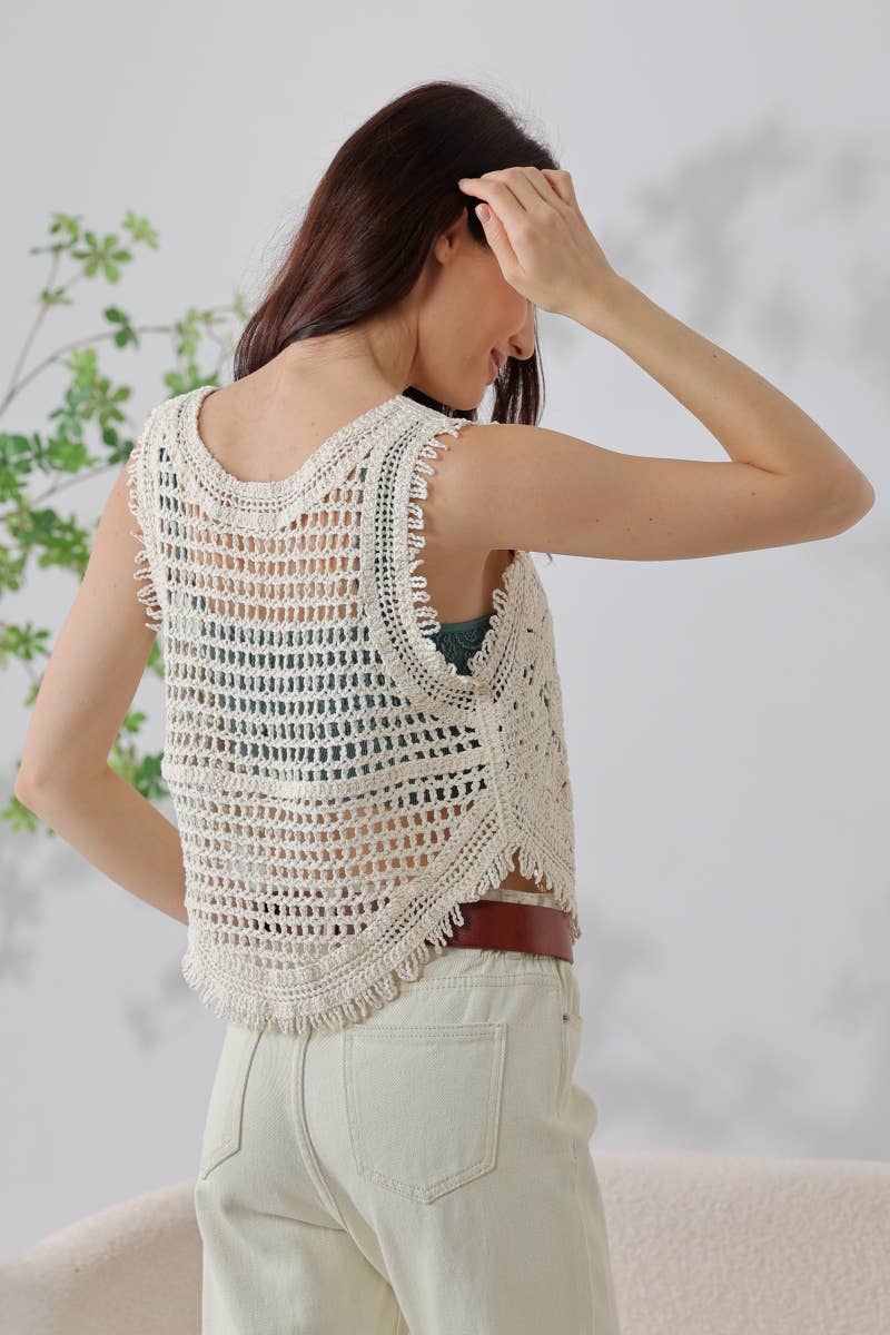 Crochet Button Vest