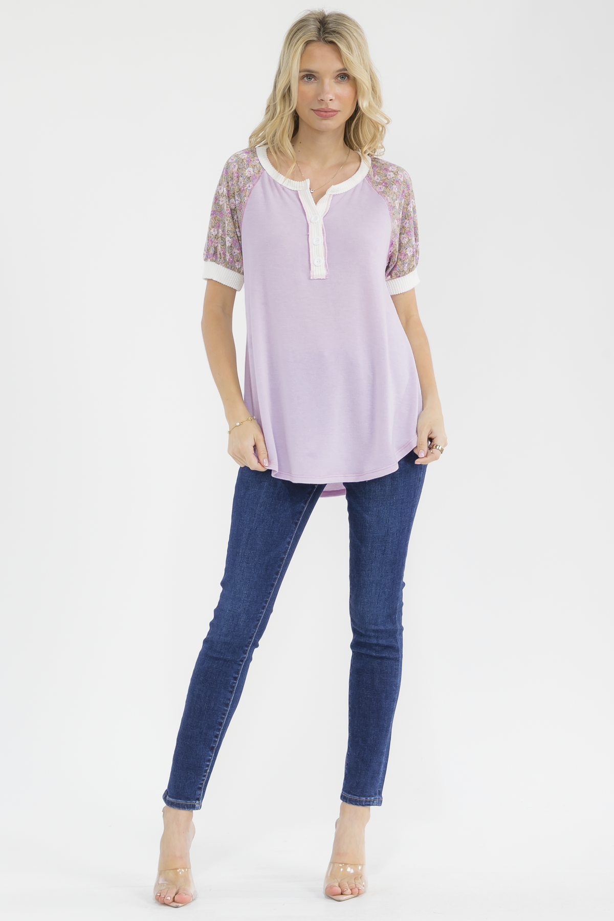 Floral Raglan Henley Top