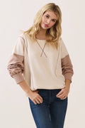 Color Block Contrast stitch pullover top