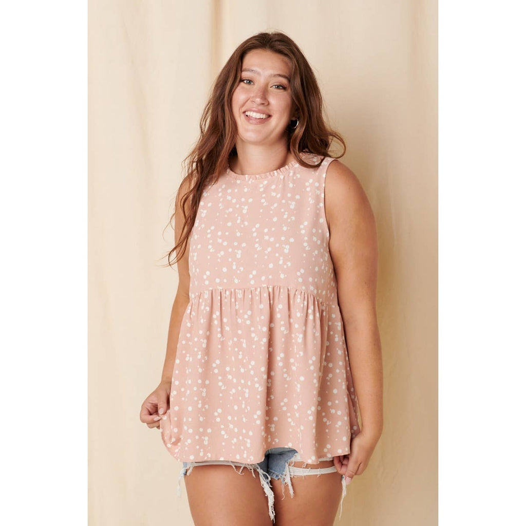 Plus Ruffle Mock Neck Blouse