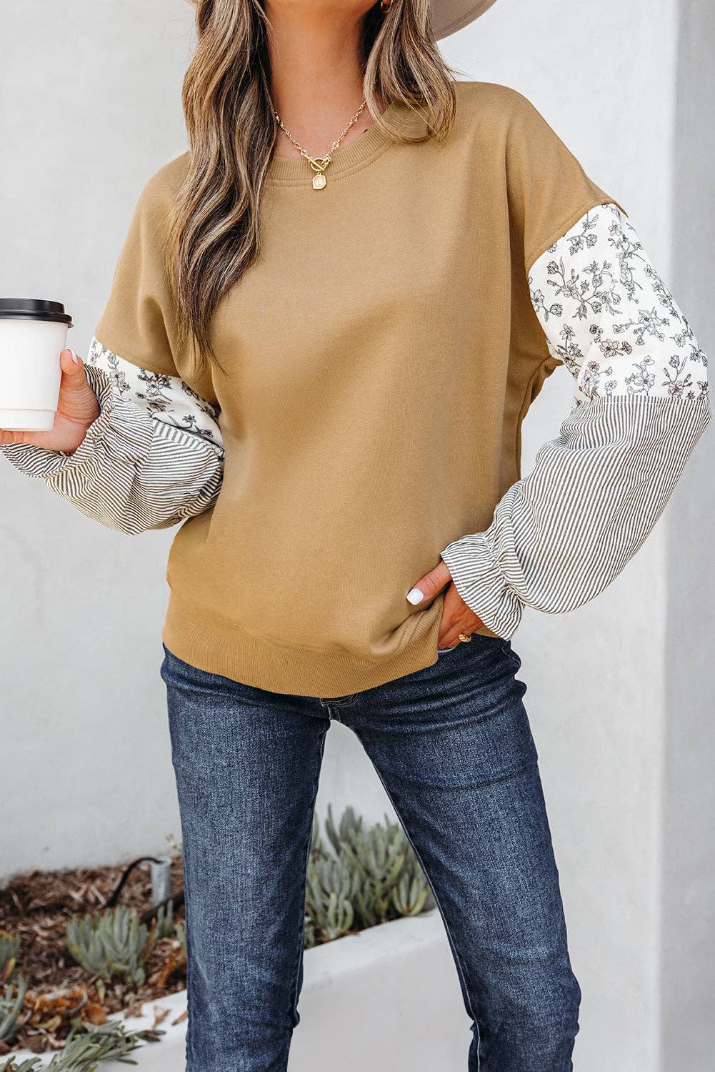 Patchwork Ruffle Crewneck