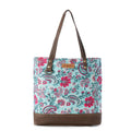 Pinkpaisley upcycled canvas Tote Bag for Women in pink with leather detail
