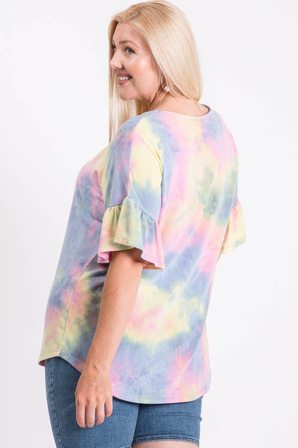 Plus Tie Dye Crisscross Top